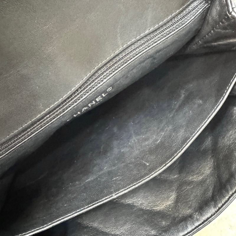 香奈兒絕版孤品🖤帥氣CHANEL黑銀羊皮BOY三層銀鍊斜背包A65442-12