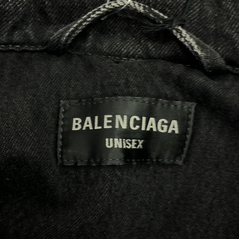 BALENCIAGA 鏡面logo超大牛仔夾克 其他夾克 735744 牛仔布 黑色 二手 男女通用-4