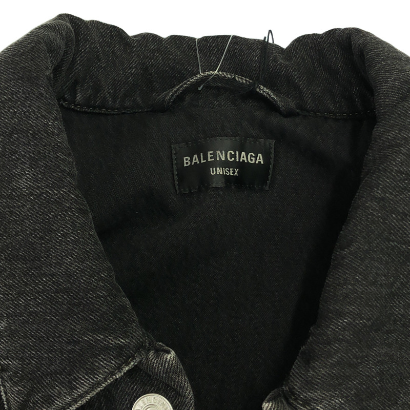 BALENCIAGA 鏡面logo超大牛仔夾克 其他夾克 735744 牛仔布 黑色 二手 男女通用-9