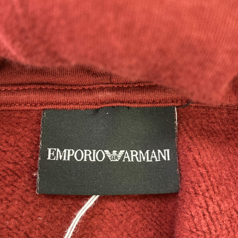 Emporio Armani 套頭連帽衫 紅棕色 棉質連帽衫 紅色 二手 女款-4