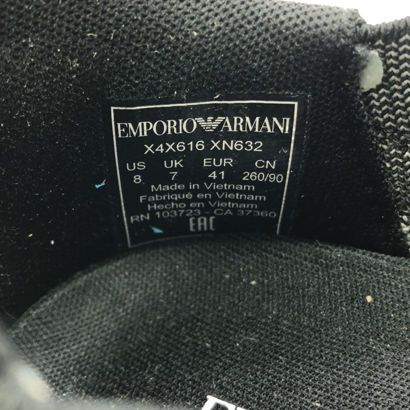 Emporio Armani X4X616 皮革運動鞋黑色運動鞋布料黑色二手男女通用-5