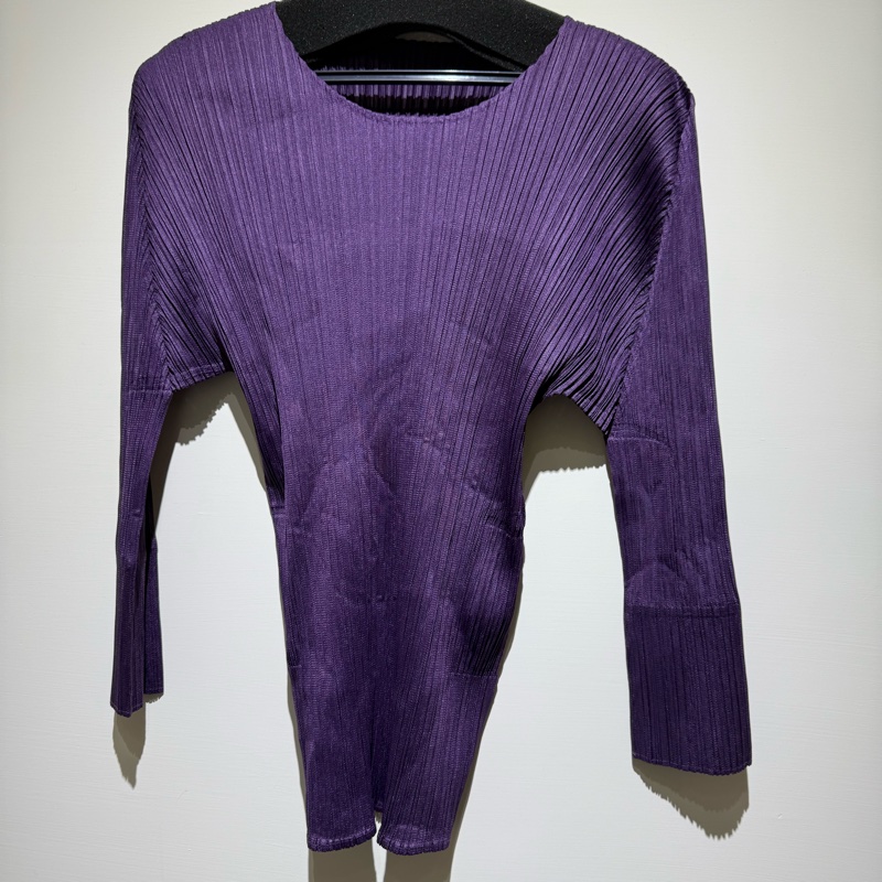 🌺PLEATS PLEASE ISSEY MIYAKE PP26-JK121深紫色2月季節色圓領長袖上衣🌺-0