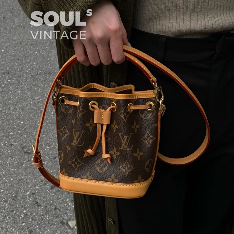 路易威登新款小水桶✨ M81266 LV原花Nano Noe束口水桶包M81266-1