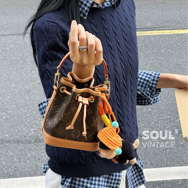 路易威登新款小水桶✨ M81266 LV原花Nano Noe束口水桶包M81266-5