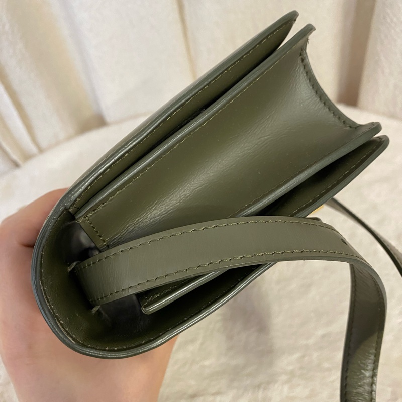 Celine 橄欖綠box光面皮豆腐包 小號單肩斜挎包-1