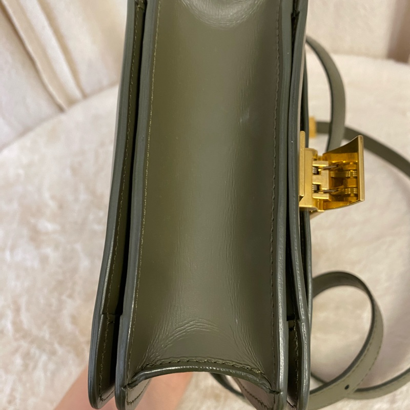 Celine 橄欖綠box光面皮豆腐包 小號單肩斜挎包-3