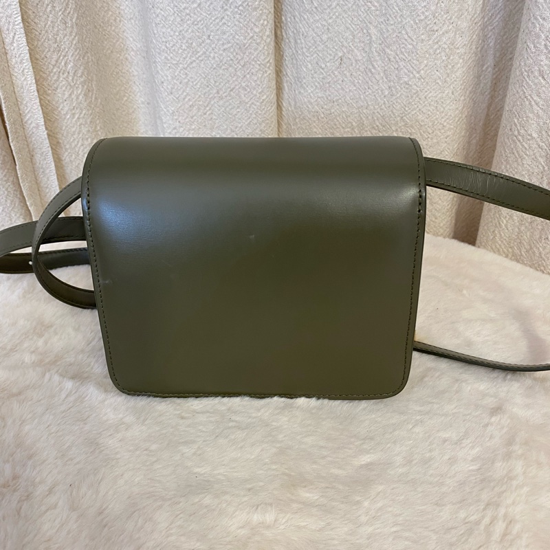 Celine 橄欖綠box光面皮豆腐包 小號單肩斜挎包-4