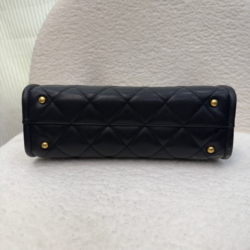 Chanel黑魚子醬牛皮金釦小包吊飾托特包AS4940-4