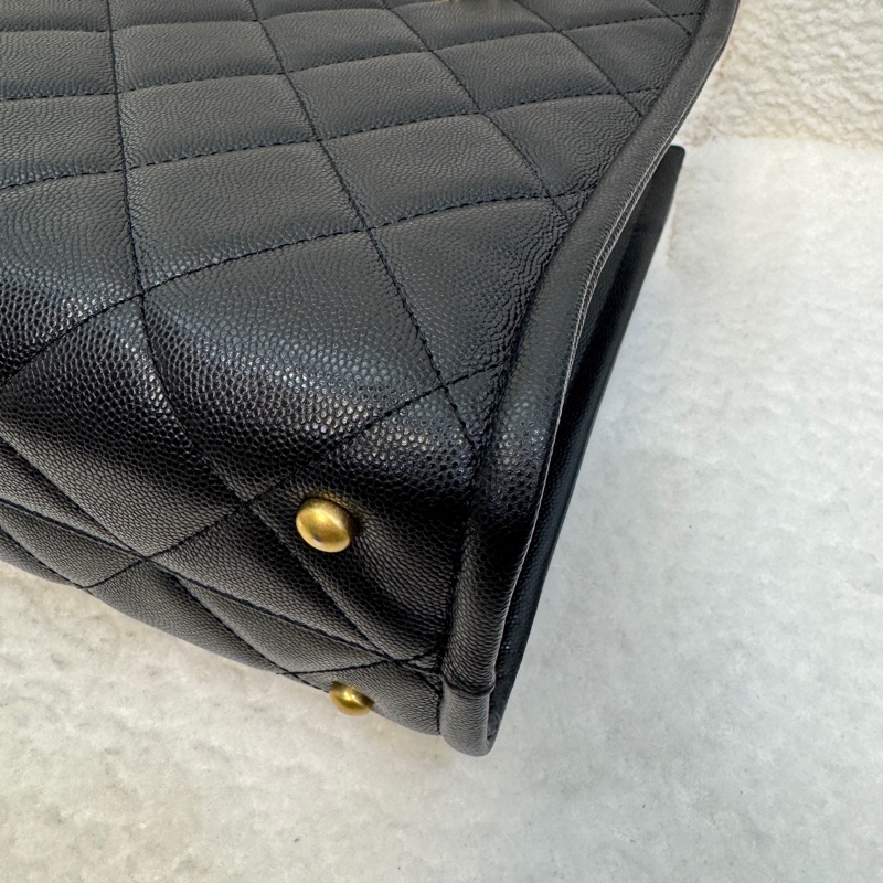 Chanel黑魚子醬牛皮金釦小包吊飾托特包AS4940-7