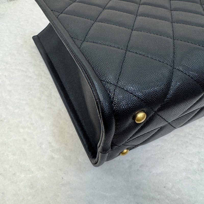 Chanel黑魚子醬牛皮金釦小包吊飾托特包AS4940-8