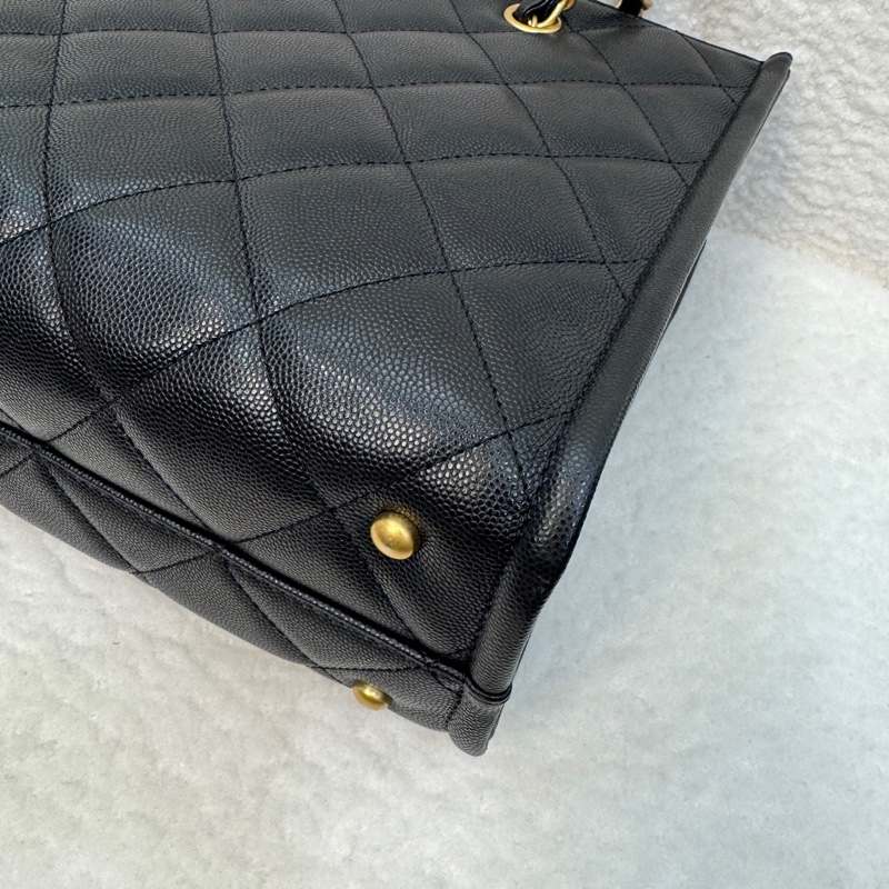 Chanel黑魚子醬牛皮金釦小包吊飾托特包AS4940-24