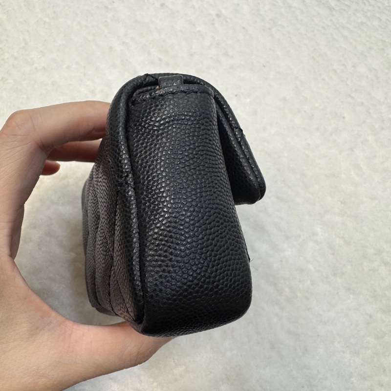 Chanel黑魚子醬牛皮金釦小包吊飾托特包AS4940-20