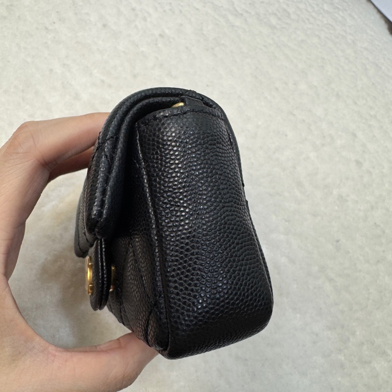 Chanel黑魚子醬牛皮金釦小包吊飾托特包AS4940-21