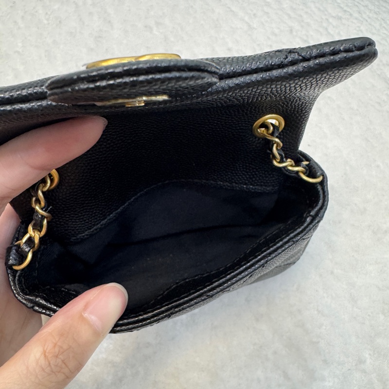 Chanel黑魚子醬牛皮金釦小包吊飾托特包AS4940-23