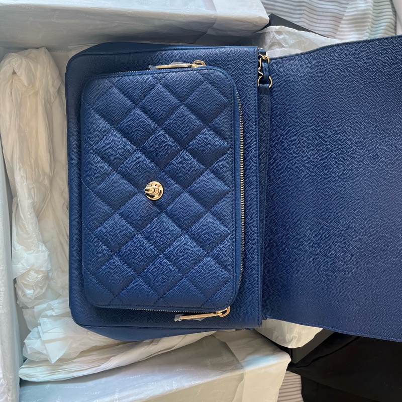 chenal 藍色郵差包-3