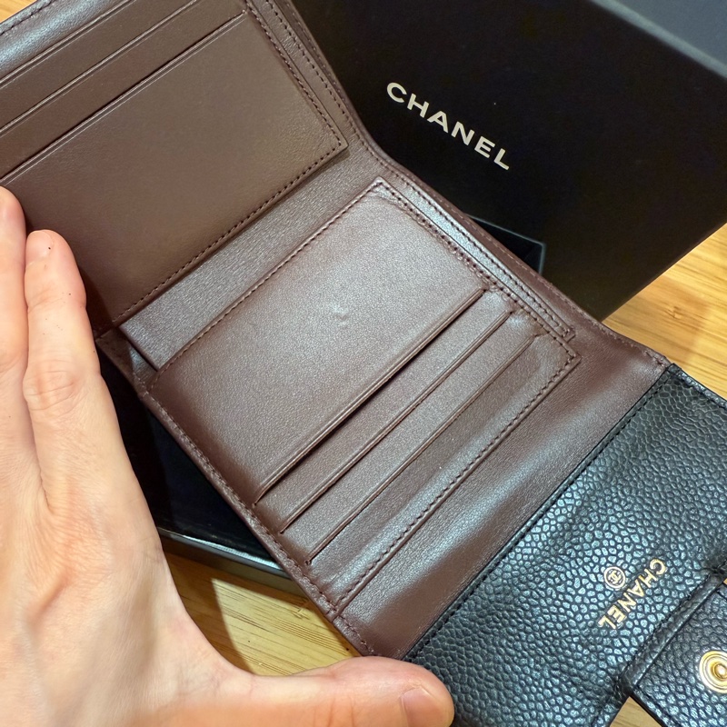 賠售！！！CHANEL香奈兒 經典三折中夾（九成新）荔枝皮金釦-6