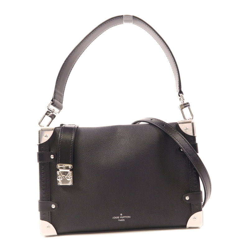 LOUIS VUITTON 牛皮皮革Side Trunk MM銀扣手挽肩背兩用袋-0