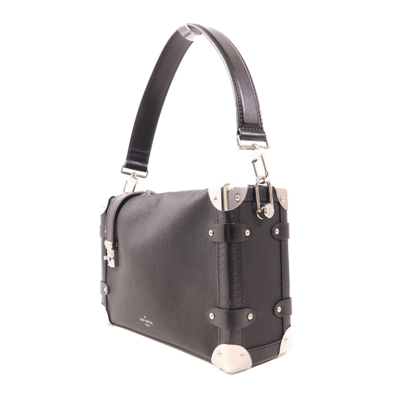 LOUIS VUITTON 牛皮皮革Side Trunk MM銀扣手挽肩背兩用袋-2