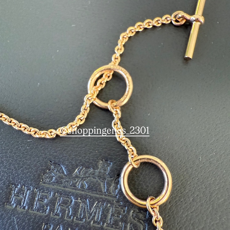 愛馬仕 鏤空愛心項鍊 玫瑰K18金 鑲嵌點綴小鑽石-5