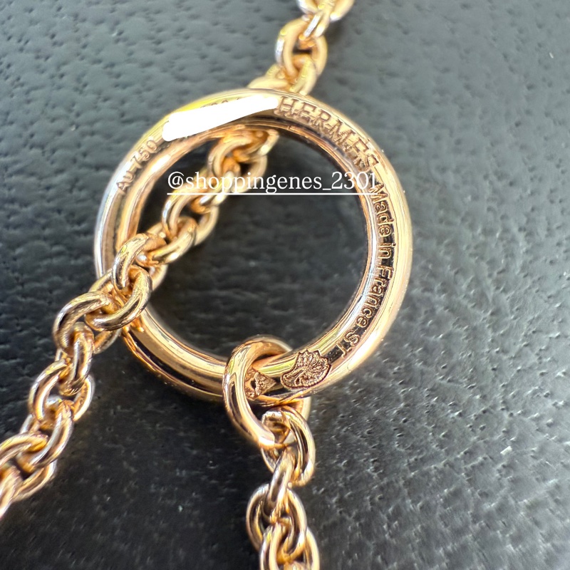 愛馬仕 鏤空愛心項鍊 玫瑰K18金 鑲嵌點綴小鑽石-7