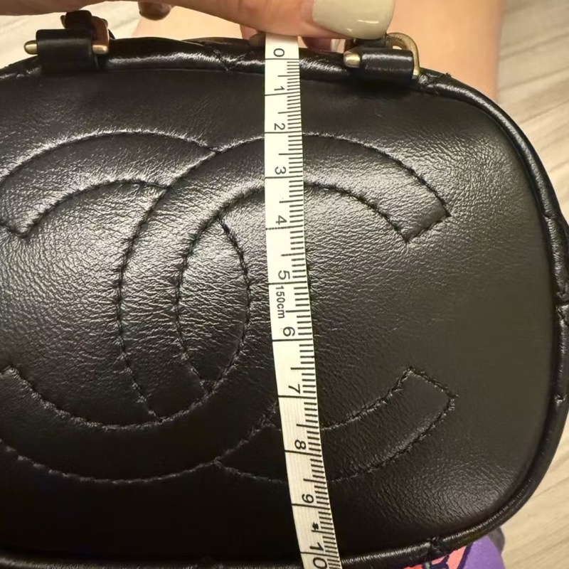 Chanel 香奈兒二手經典黑水桶包雙色鍊後背包斜背包-5