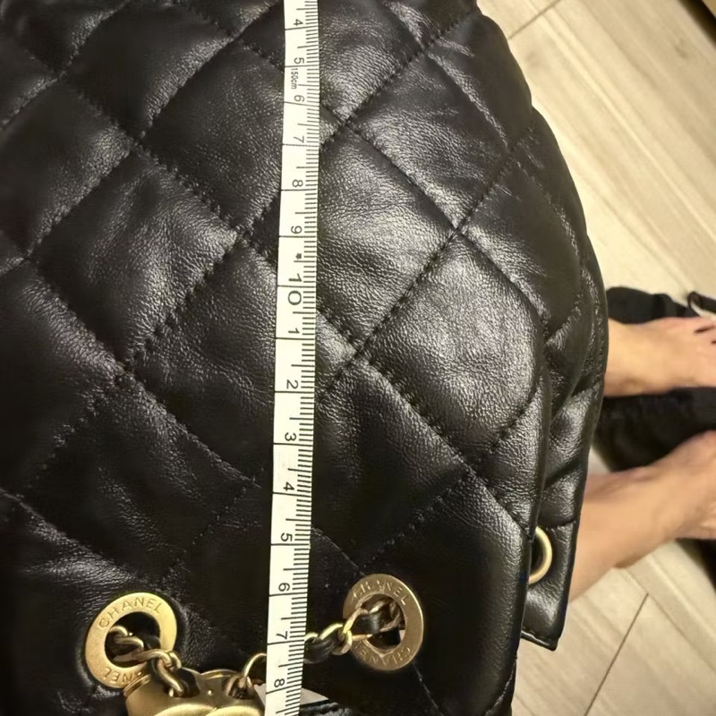Chanel 香奈兒二手經典黑水桶包雙色鍊後背包斜背包-6