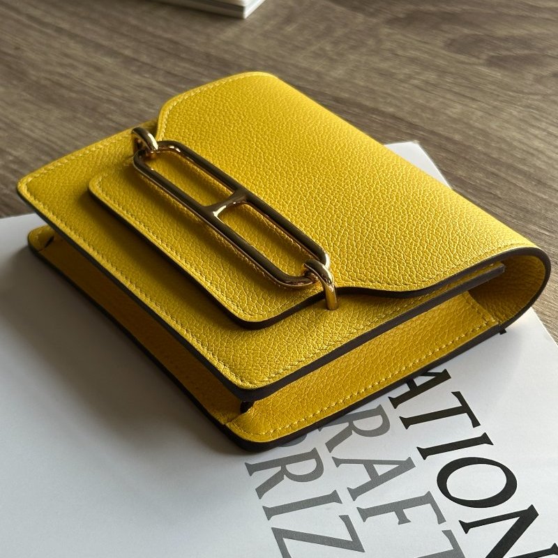 Hermès Roulis Slim 招財色 9O那不勒斯黃 Evercolor牛皮 玫瑰金釦 短夾 腰包 錢包-1