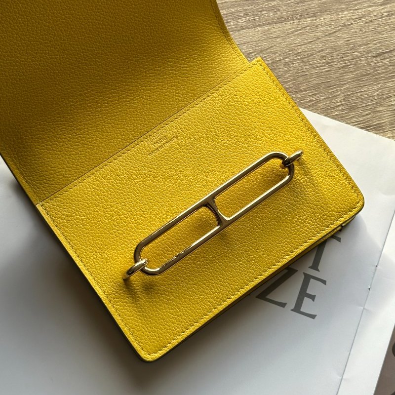 Hermès Roulis Slim 招財色 9O那不勒斯黃 Evercolor牛皮 玫瑰金釦 短夾 腰包 錢包-5