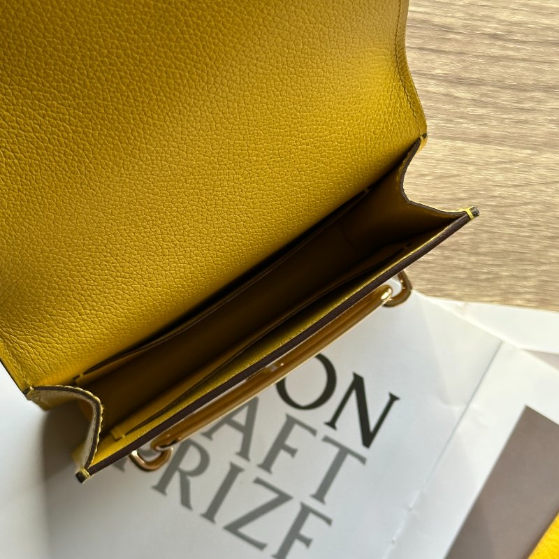 Hermès Roulis Slim 招財色 9O那不勒斯黃 Evercolor牛皮 玫瑰金釦 短夾 腰包 錢包-6