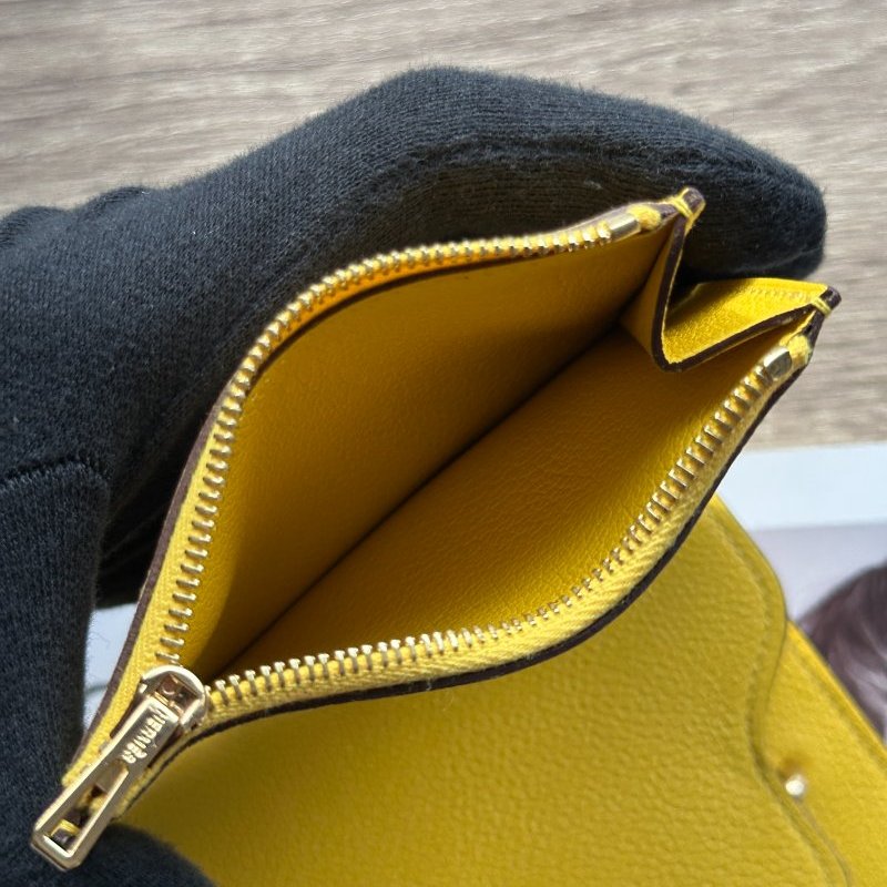 Hermès Roulis Slim 招財色 9O那不勒斯黃 Evercolor牛皮 玫瑰金釦 短夾 腰包 錢包-8