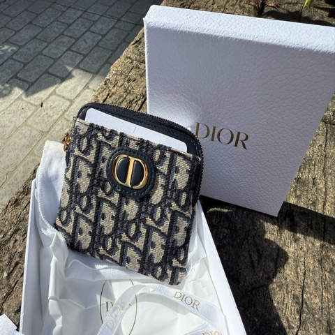 全新DIOR藍色緹花蒙田30 Montaigne Lavender 吐司零錢包S2309UTZQ_M928
