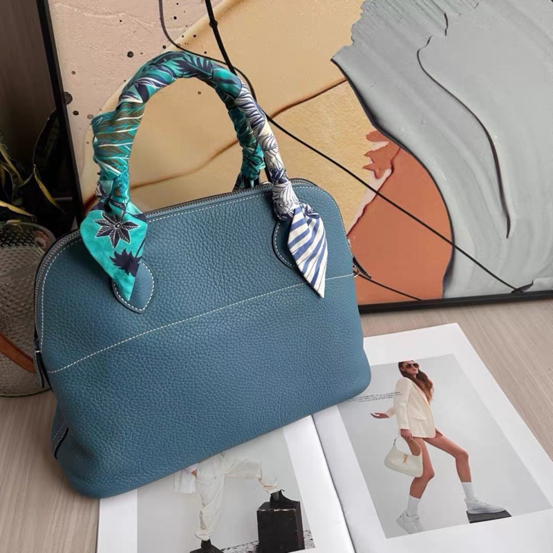 Hermes 愛馬仕 bolide保齡球31 牛仔藍 框Q 尺寸：31×20x10  成色：98新-1