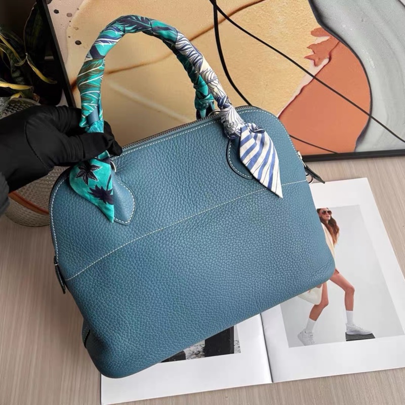 Hermes 愛馬仕 bolide保齡球31 牛仔藍 框Q 尺寸：31×20x10  成色：98新-3