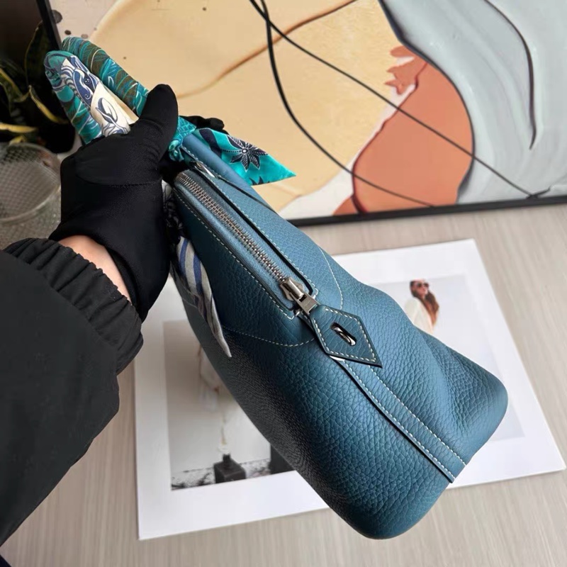 Hermes 愛馬仕 bolide保齡球31 牛仔藍 框Q 尺寸：31×20x10  成色：98新-4