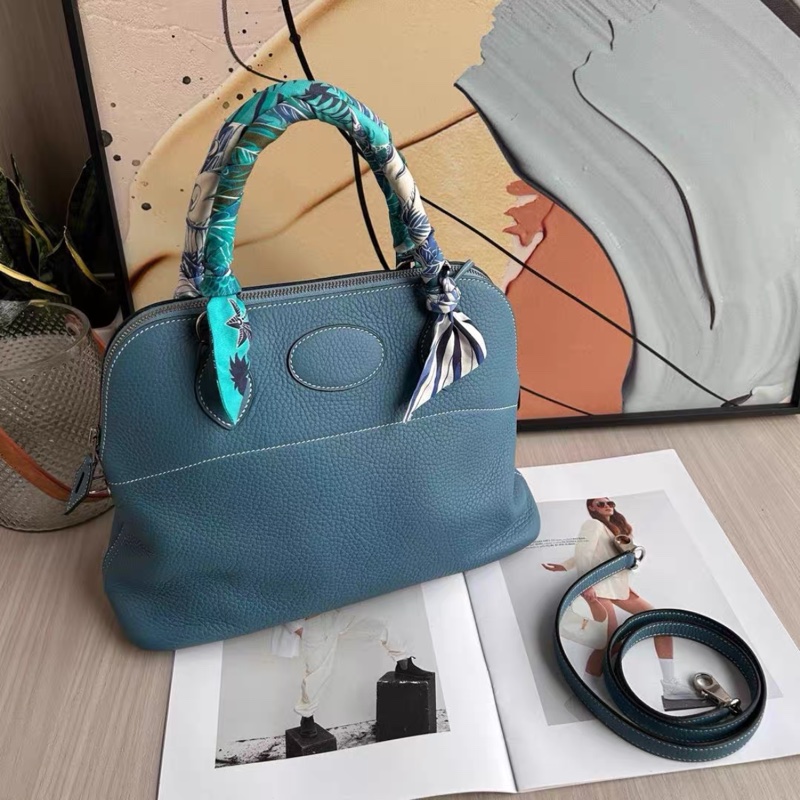 Hermes 愛馬仕 bolide保齡球31 牛仔藍 框Q 尺寸：31×20x10  成色：98新-7