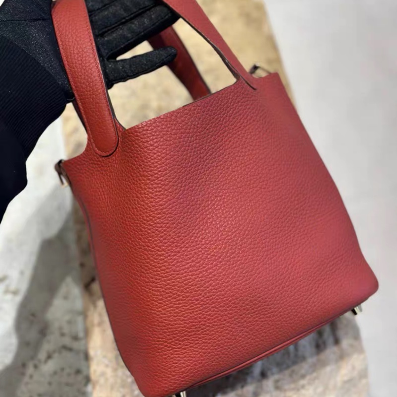 Hermes愛馬仕 picotin18 菜籃子18 6C 南瓜色  金扣 tc皮 Z刻 99新-1