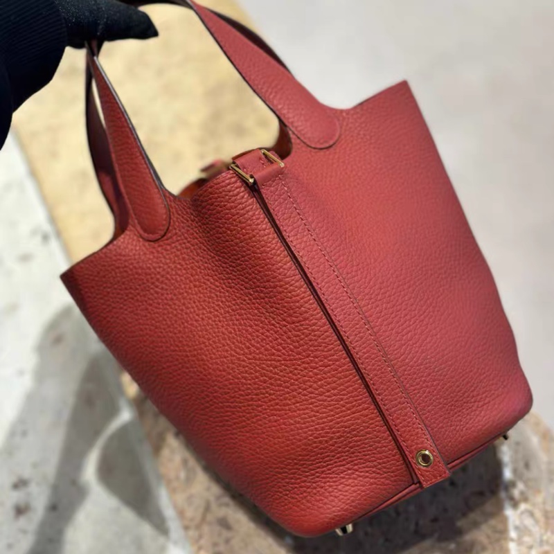 Hermes愛馬仕 picotin18 菜籃子18 6C 南瓜色  金扣 tc皮 Z刻 99新-2