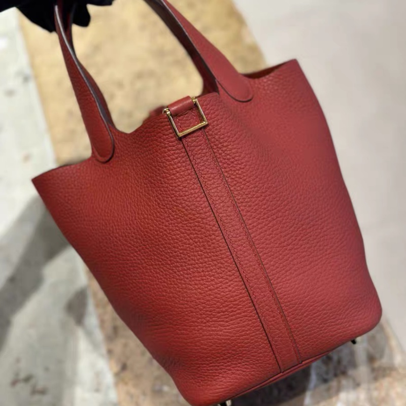 Hermes愛馬仕 picotin18 菜籃子18 6C 南瓜色  金扣 tc皮 Z刻 99新-4