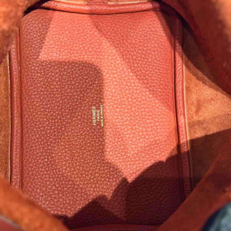 Hermes愛馬仕 picotin18 菜籃子18 6C 南瓜色  金扣 tc皮 Z刻 99新-6