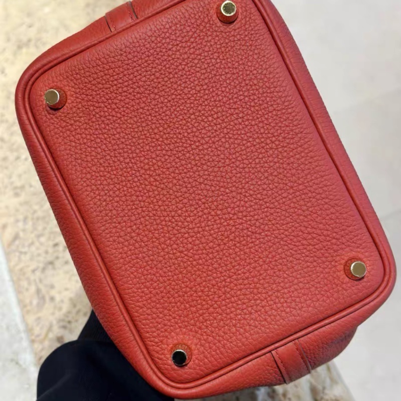 Hermes愛馬仕 picotin18 菜籃子18 6C 南瓜色  金扣 tc皮 Z刻 99新-7