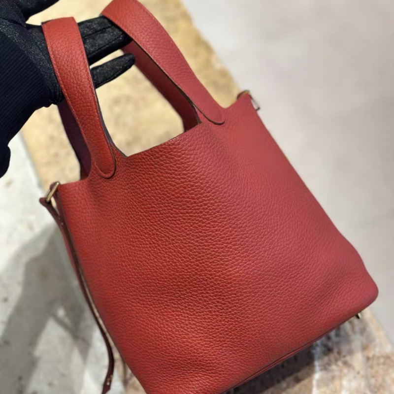 Hermes愛馬仕 picotin18 菜籃子18 6C 南瓜色  金扣 tc皮 Z刻 99新-8