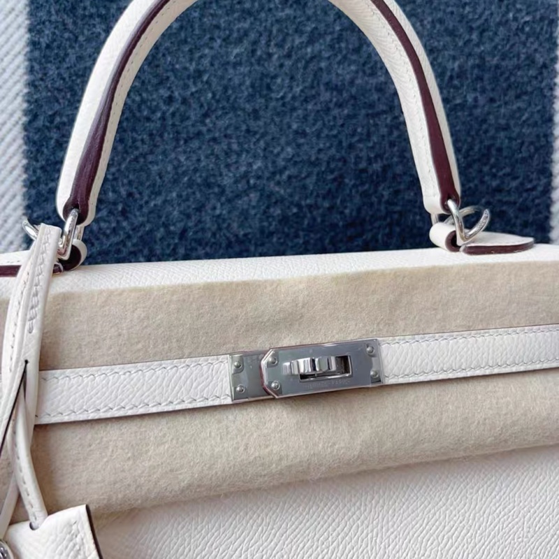 Hermes 愛馬仕 奶油白 銀扣kelly25 epsom皮Y刻 太優雅了～標準全新～-3