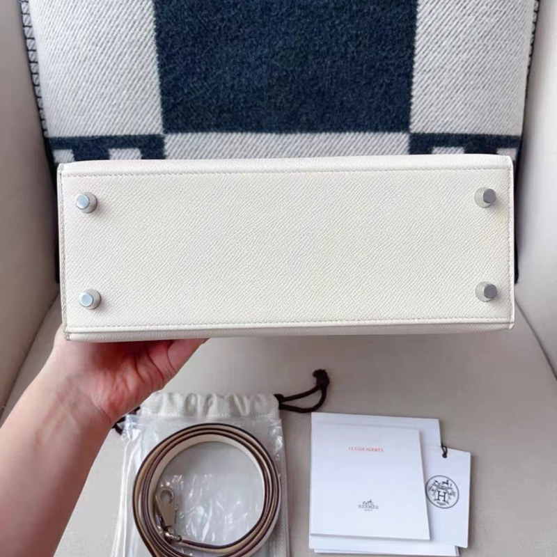 Hermes 愛馬仕 奶油白 銀扣kelly25 epsom皮Y刻 太優雅了～標準全新～-4