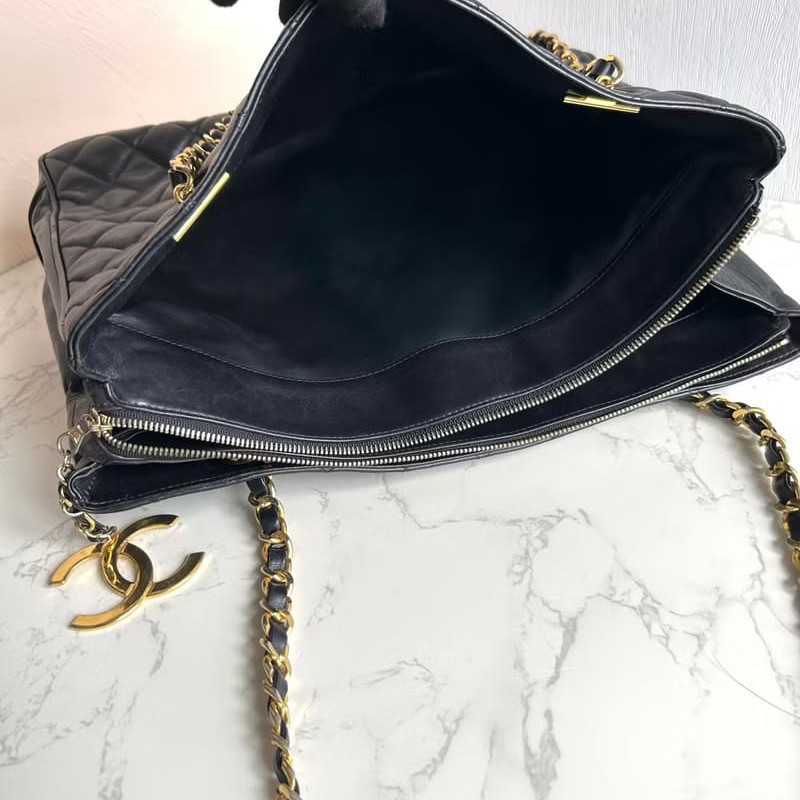 【LA LUNE】絕版中古包 Chanel 黑色經典托特包 單肩包 側背包 古董包 復古包-3