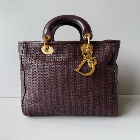 Christian Dior Vintage Lady Dior cannage woven leather handbag