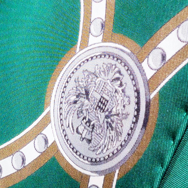 HERMES 愛馬仕 綠色 皮帶造型長條寬版絲巾-3