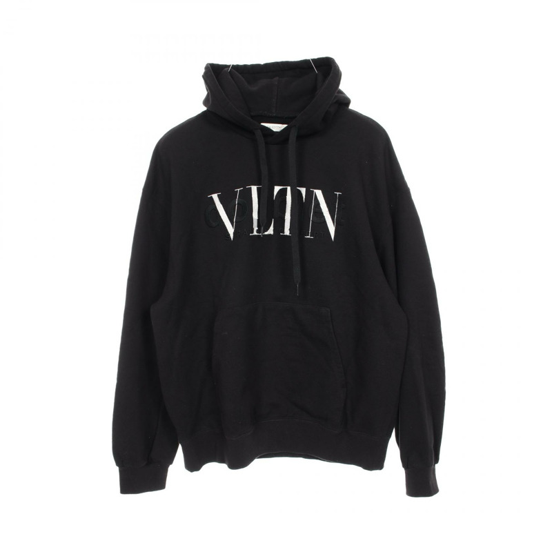 Valentino VLTN 標誌連帽衫棉黑色二手男式-0