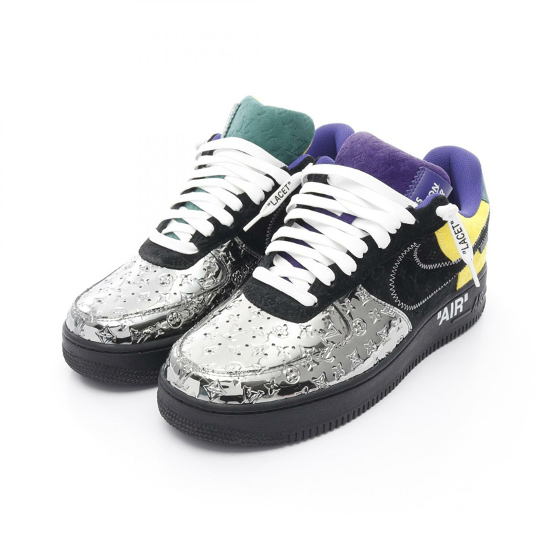 LOUIS VUITTON × Nike Air Force1 運動鞋 Monogram Miroir 皮革琺瑯男款 #9-0