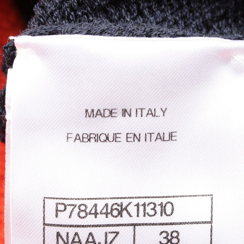 CHANEL COCO 馬克紐扣連身裙 P78446K11310 羊毛聚醯胺海軍藍棕色女款 38-3