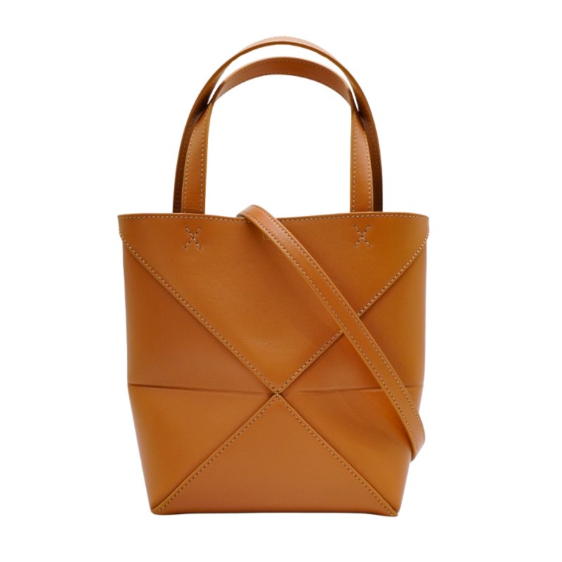Loewe Mini Puzzle Fold 小牛皮迷你兩用包(沙漠棕)-0